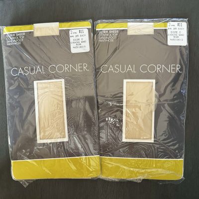 Casual Corner Ultra Sheer Control Top Sandalfoot Pantyhose Evening Sand Size C
